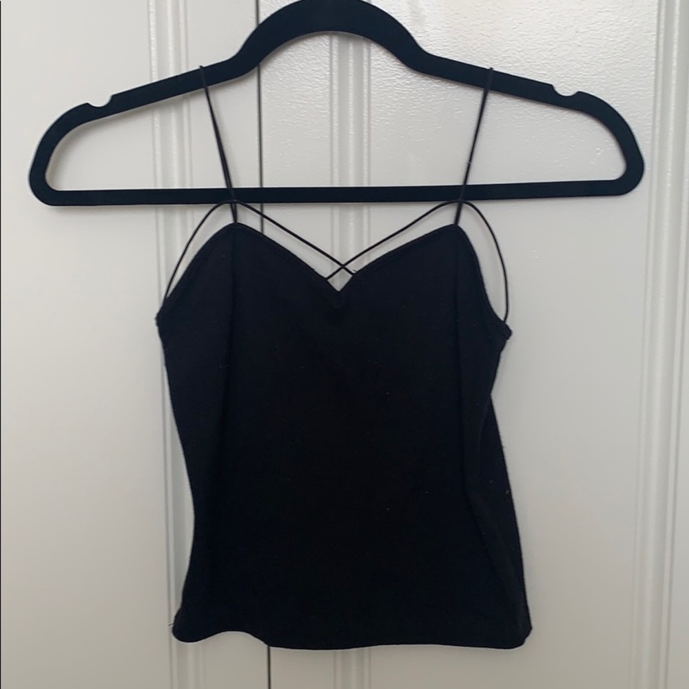 Adorable black crop top with crisscross detail